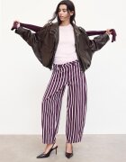 Stradivarius Blugi Barrel Cu Dungi Purpuriu 38
