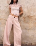 Stradivarius Blugi Barrel Cu Talie Joasă Roz Pastel 32