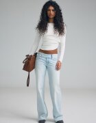 Stradivarius Blugi Drepți Cu Talie Joasă Și Betelie Tip Ciocan Denim Albastru 36