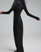 Stradivarius Blugi Flock Cu Imprimeu Leopard Gri Închis 34