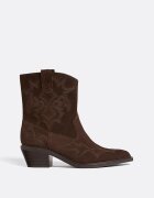 Stradivarius Botine Cowboy Din Piele Cu Toc Maro 37