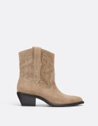 Stradivarius Botine Cu Toc Cowboy Din Piele Bej 41