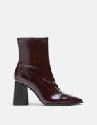 Stradivarius Botine Cu Toc Imitație De Piele Bordo 37