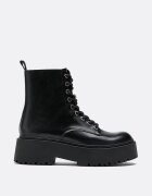 Stradivarius Botine Joase Cu Șireturi Negru 37