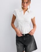 Stradivarius Cămașă Cu Mânecă Scurtă Și Croială Sub Bust Ecru Xl