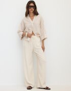 Stradivarius Cămașă Cu Mâneci Kimono Și Aspect De In Piatră Xs