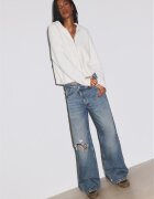 Stradivarius Cardigan Din Tricot Cu Fermoar Și Glugă Ecru Xs
