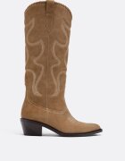 Stradivarius Cizme Cowboy Cu Toc Din Piele Bej 39