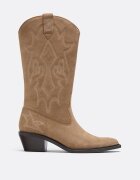 Stradivarius Cizme Cowboy Din Piele Cu Toc Bej 37