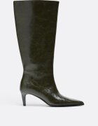 Stradivarius Cizme Cu Toc Kitten Și Carâmb Lat Kaki Khaki 36