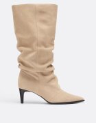 Stradivarius Cizme Cu Toc Slouchy Din Piele Bej 39