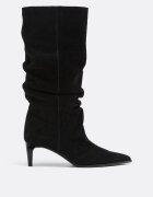 Stradivarius Cizme Cu Toc Slouchy Din Piele Negru 38