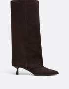 Stradivarius Cizme Din Piele Cu Toc Kitten Și Pantaloni Cu Picior Maro 40