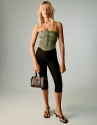 Stradivarius Corset Cu Șiret Kaki Xl