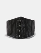 Stradivarius Corset-Curea Efect Satinat Negru Os