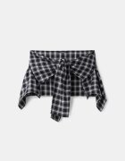 Stradivarius Curea Cu Aspect De Cămașă Negru Os