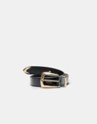 Stradivarius Curea Cu Aspect De Crocodil Negru 90