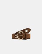 Stradivarius Curea Cu Ochiuri Metal Maro 80