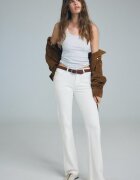 Stradivarius D68 Blugi Bootcut Cu Cordon Alb 40