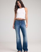 Stradivarius D68 Blugi Bootcut Cu Cordon Albastru Overdye 40