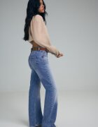 Stradivarius D68 Blugi Bootcut Fit Cu Cordon Albastru Mediu 40