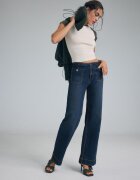 Stradivarius D77 Blugi Minimalist Cu Buzunare Albastru Overdye 44