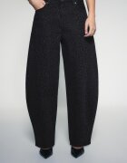 Stradivarius D80 Blugi Barrel Fit Negru Spălat 42