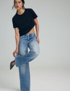 Stradivarius D91 Blugi Largi Cu Talie Joasă Albastru Overdye 34