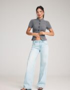 Stradivarius D91 Blugi Largi Cu Talie Joasă Denim Albastru 44