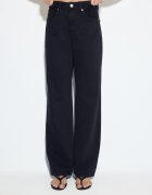 Stradivarius D92 Blugi Straight Wide Cu Rupturi Bleumarin Închis 44