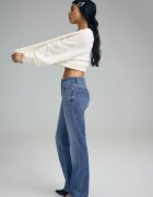 Stradivarius D98 Blugi Straight Cu Aspect Vintage Albastru Mediu 34