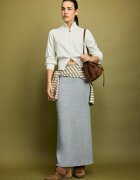 Stradivarius Fustă Lungă Cu Textură Fină Gri Marengo Xl