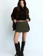 Stradivarius Fustă-Pantalon Cu Deschidere Laterală Kaki Xl