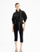 Stradivarius Geacă Biker 100% Piele Gri Marengo M