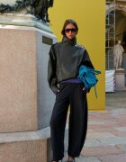 Stradivarius Geacă Biker Oversize Din Imitație De Piele Kaki M