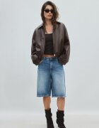 Stradivarius Geacă Bomber Matlasată Din Imitație De Piele Maro M