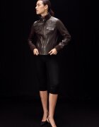 Stradivarius Geacă De Piele Combinată Cu Rib Maro Xl