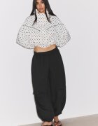 Stradivarius Geacă De Vânt Cropped Cu Buline Ecru Xs