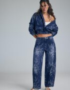 Stradivarius Geacă Din Jacquard Cu Flori Albastru Mediu S