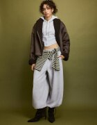 Stradivarius Geacă Dublă Față Cu Guler Șal Și Efect De Imitație De Piele De Căprioară Albastru L