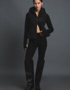 Stradivarius Geacă Matlasată Cu Mâneci Din Neopren Negru Xl