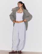 Stradivarius Geacă Matlasată Oversize Cu Glugă Gri M