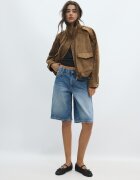 Stradivarius Geacă Oversize Cu Aspect De Imitație De Piele De Căprioară Piatră Xl