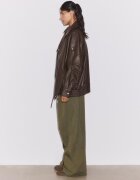 Stradivarius Geacă Oversize Cu Rever Din Imitație De Piele Maro S