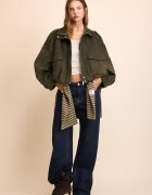 Stradivarius Geacă Oversize Din Imitație De Piele De Căprioară Kaki M