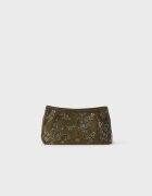 Stradivarius Geantă Clutch Brodată Kaki Os