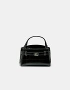 Stradivarius Geantă Crossbody City Cu Efect De Piele De Crocodil Negru Os