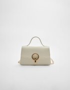 Stradivarius Geantă Crossbody Cu Închidere Rotundă Alb Os