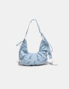 Stradivarius Geantă Crossbody Din Țesătură Încrețită Albastru Cer Os