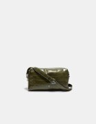 Stradivarius Geantă Crossbody Dreptunghiulară Cu Presaj Piele De Crocodil Kaki Os